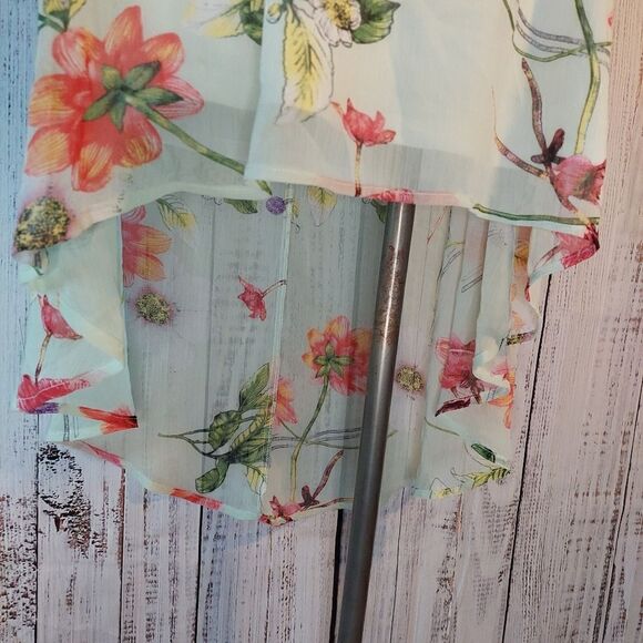 Sleeveless High-Low Suzy Shire Floral Light Green Summer Dress - Picture 9 of 15